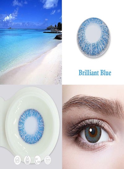 Brilliant Blue Colored Yearly Disposable Soft Contact Lenses - DSF0002